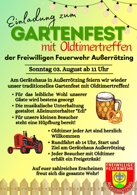Banner Gartenfest mit Oldtimertreffen