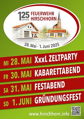 Banner Festabend zum Feuerwehrfest - 125 Jahre FFW Hirschhorn